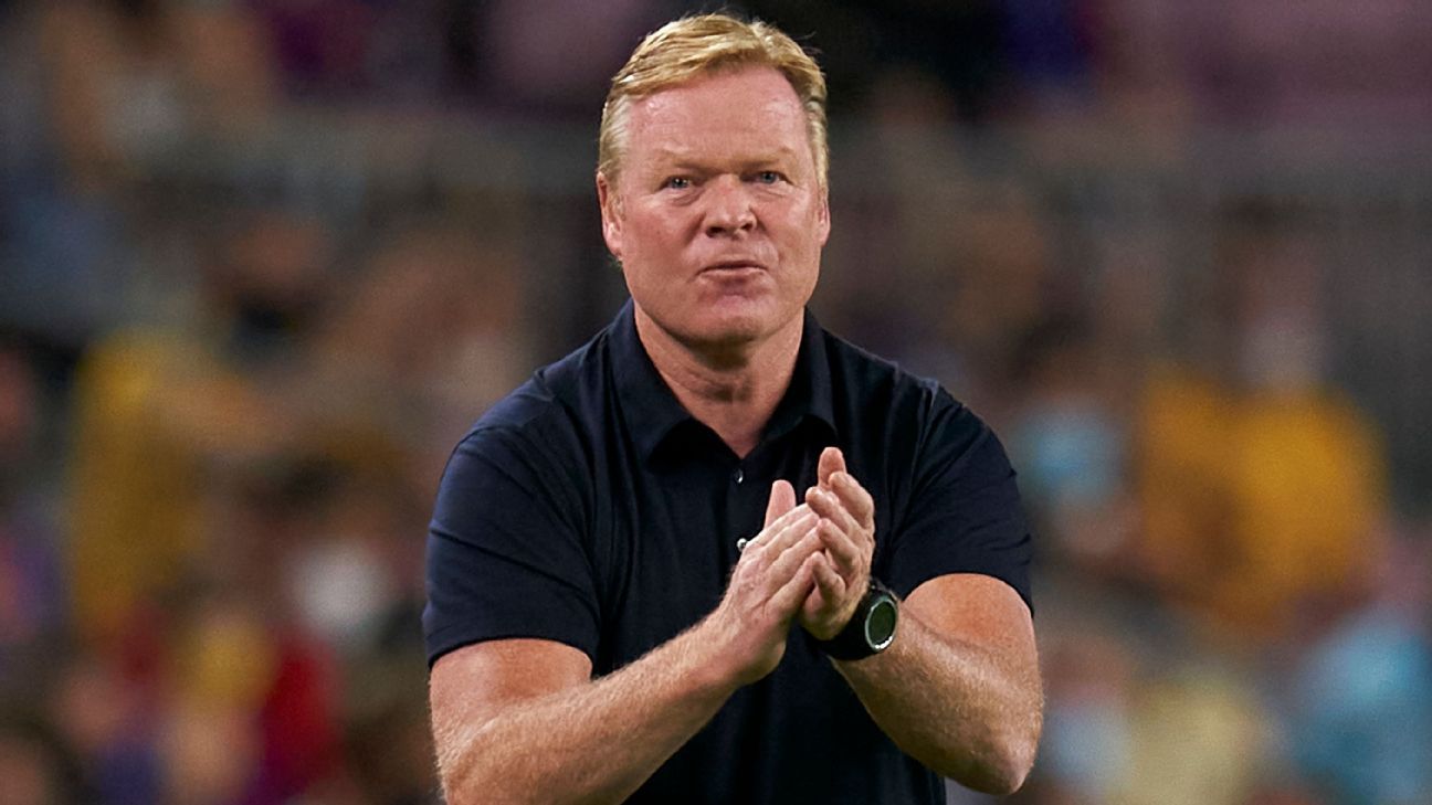 Barcelona coach Ronald Koeman refuses questions at news conference as pressure mounts