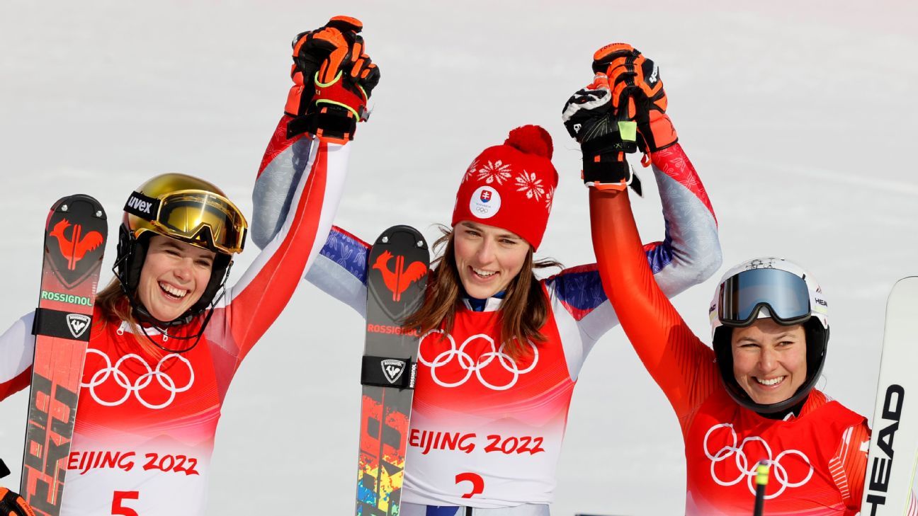 Petra Vlhova wins women’s slalom at Beijing Olympics to give Slovakia first gold medal for Alpine skiing