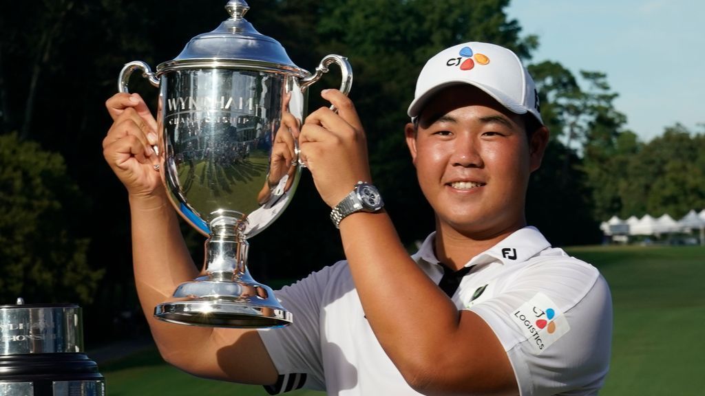 Joohyung Kim, 20, erhält die PGA Tour-Karte mit 61, um die Wyndham Championship zu gewinnen