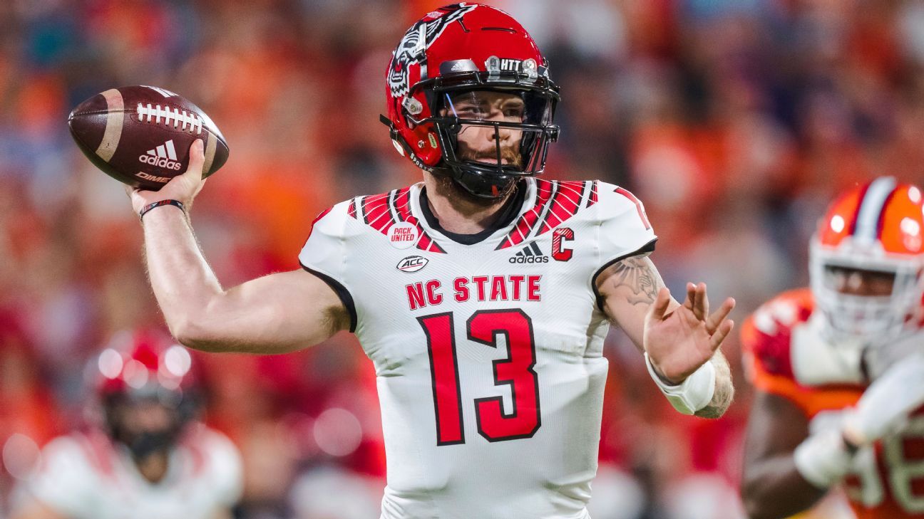 NC State QB Leary out for season with torn pec