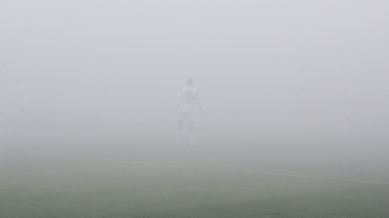 ‘What’s going on?’ Thick fog stops fans from seeing match happening right in front of them