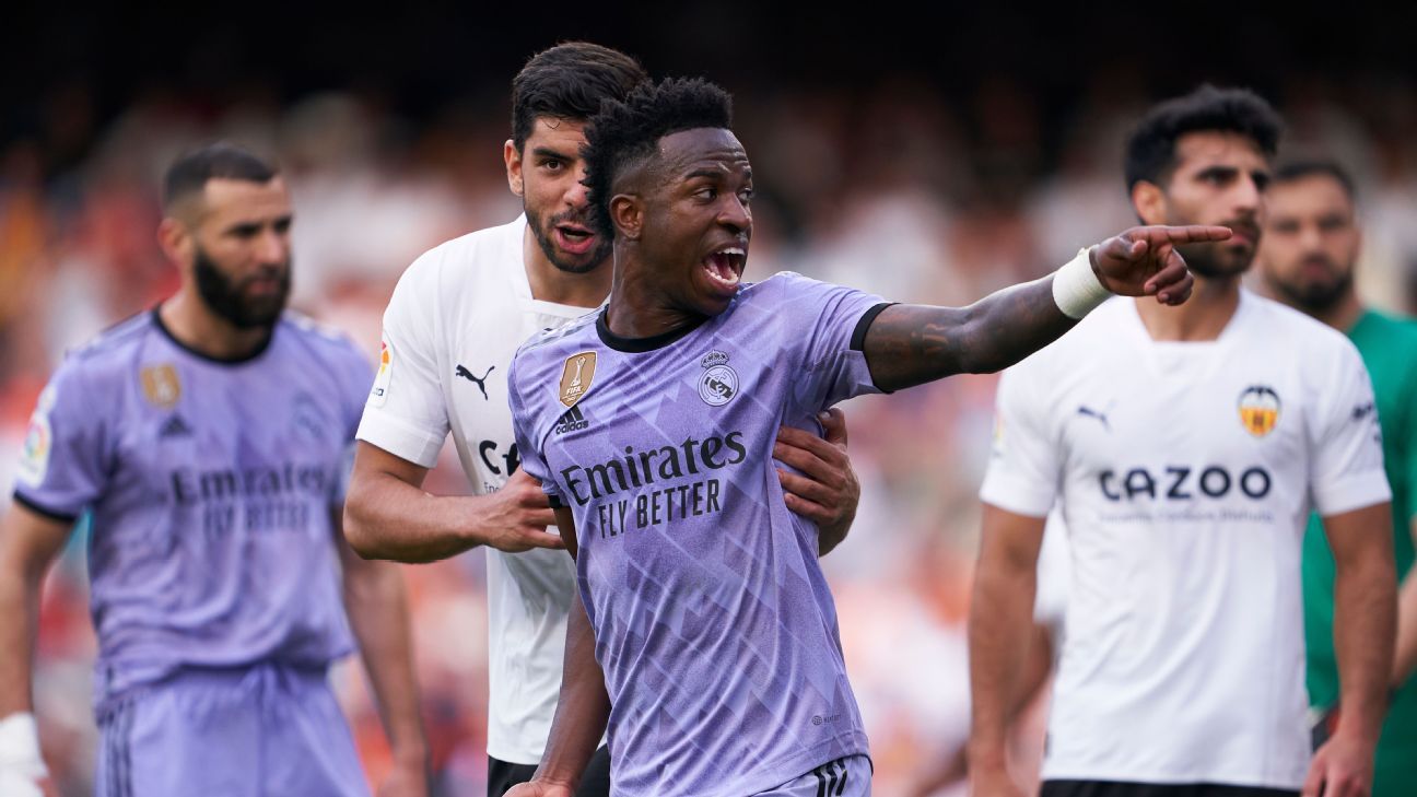 As Real Madrid slump continues, Vinicius earns first red amid more racial abuse
