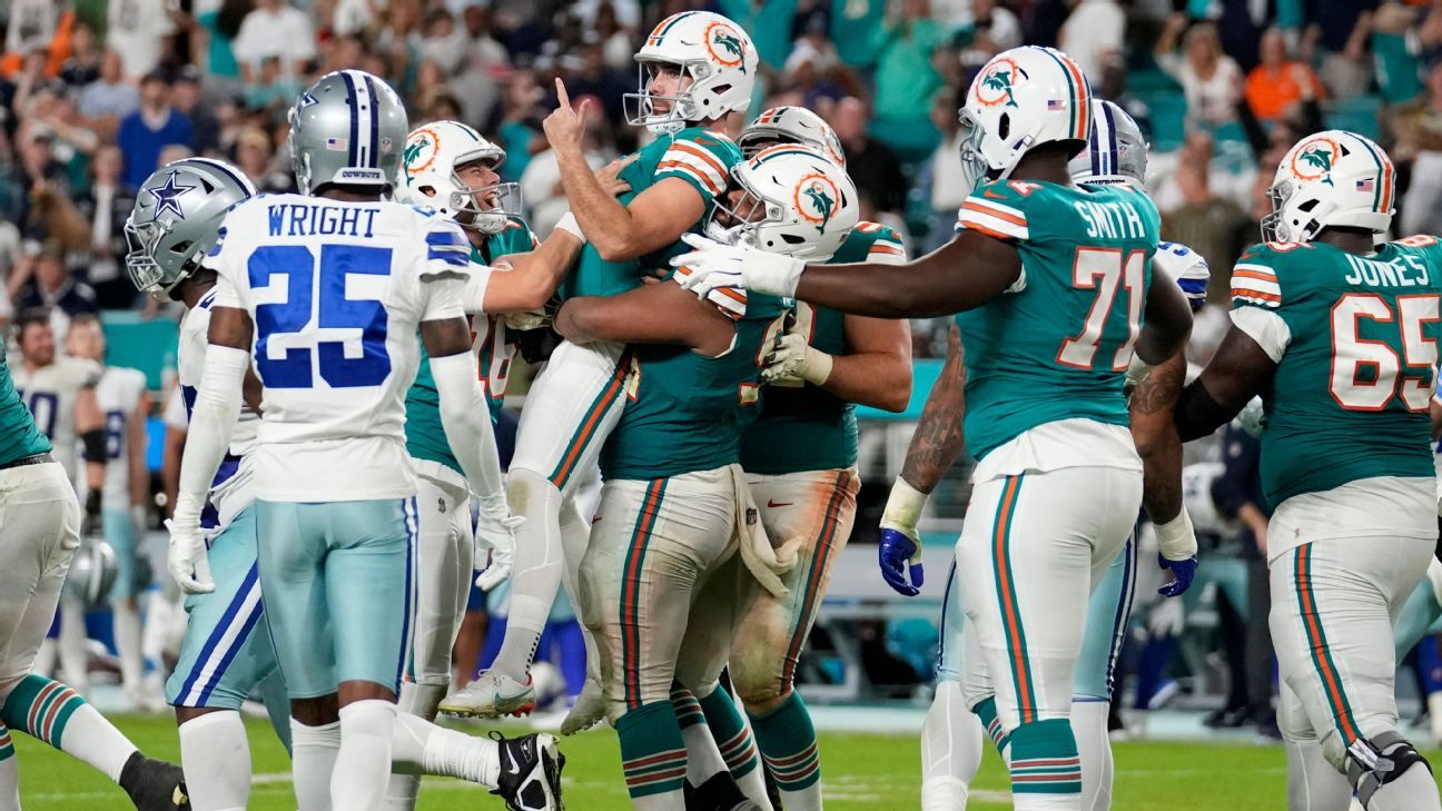 Cowboys y Dolphins aseguran un lugar en los playoffs con un gol de campo de último segundo