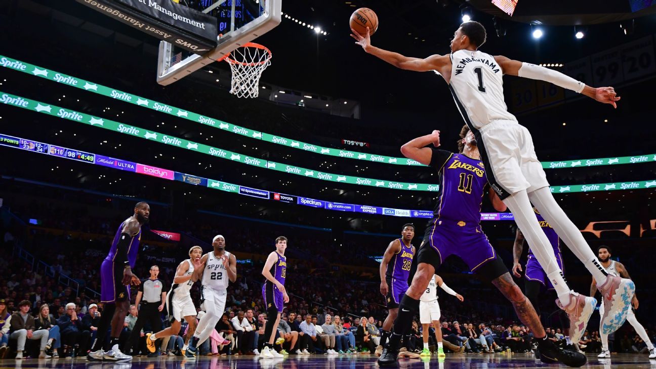 Los Spurs Victor Wembanyama anotan una derrota nocturna de 5×5 ante los Lakers